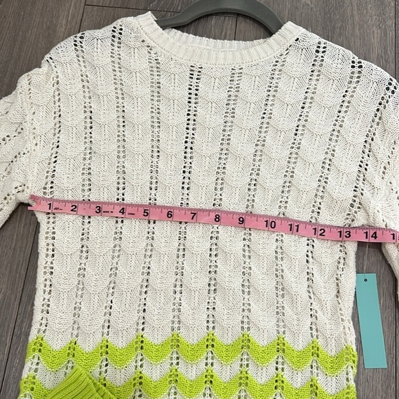 ABOUND Ivory/Green Sorbet Striped Pointella Knit Sweater Women's Size XXS, small - Picture 14 of 14